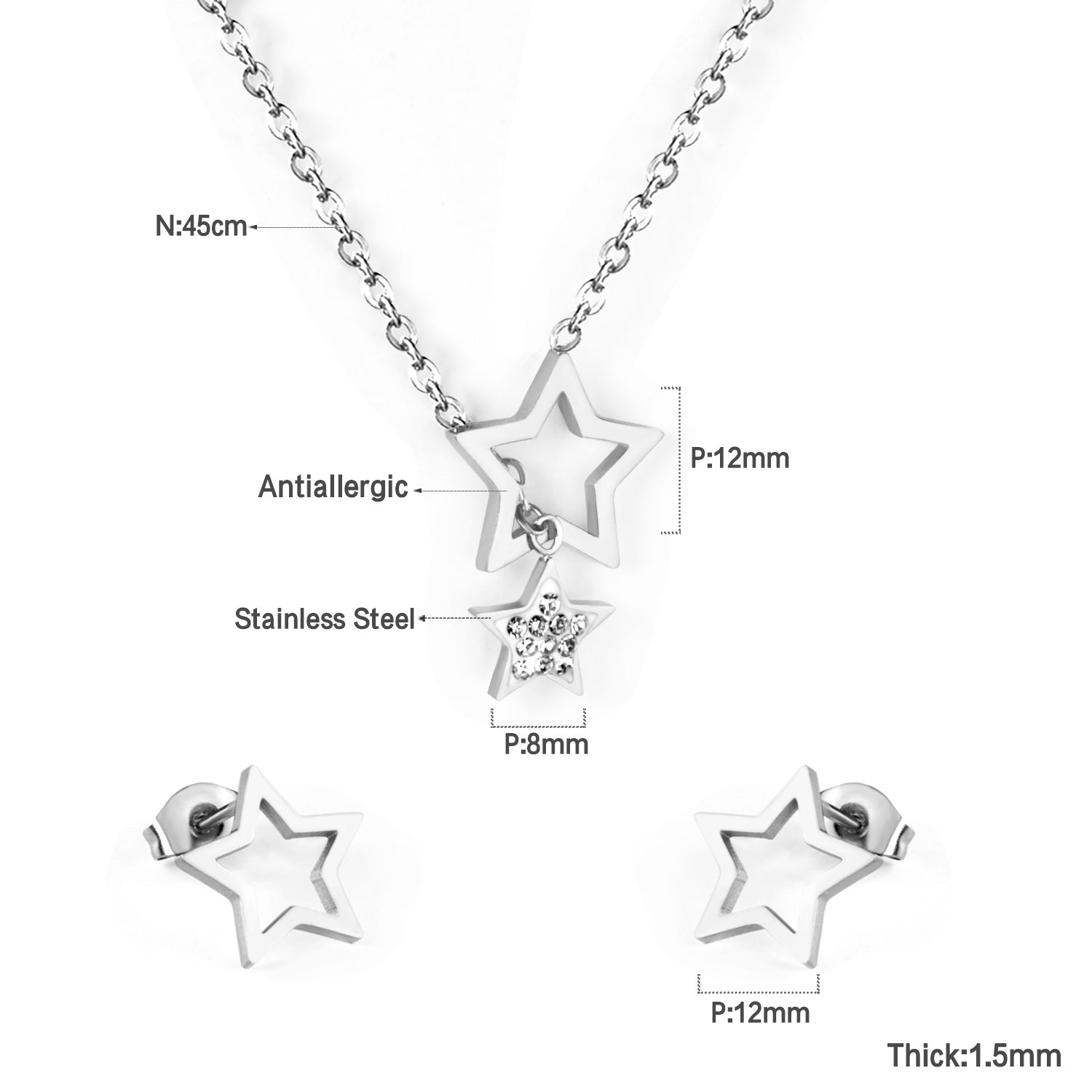 Star Glossy White Clay Dipping Set Steel/Gold asonjewelry