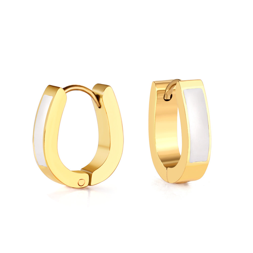 Oval Ear Clips with Black & White Drip Oil 13.5*15.5mm asonjewelry