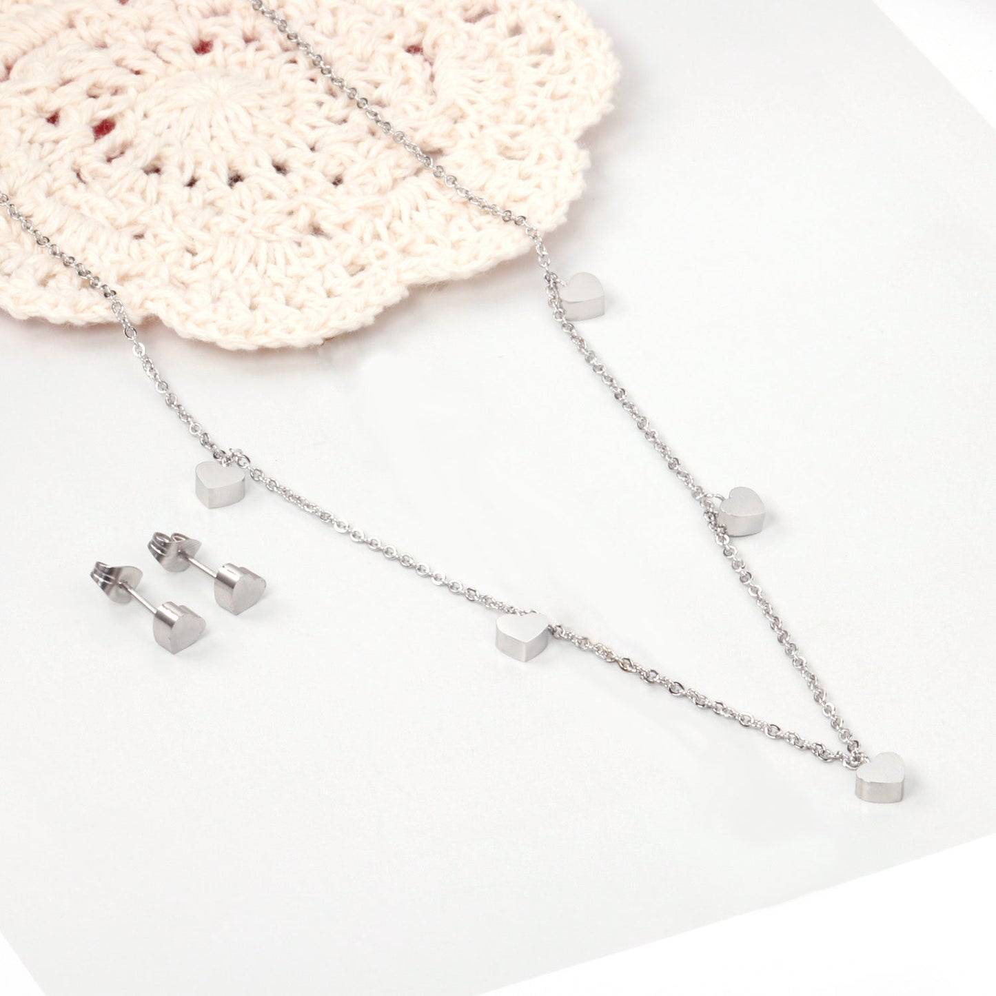 Set of 5 hearts glossy steel color / gold color asonjewelry