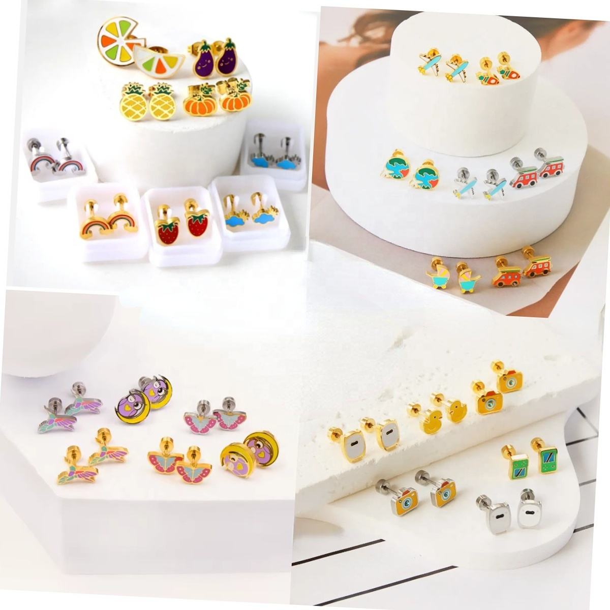 Customized children's earrings with oil drops asonjewelry