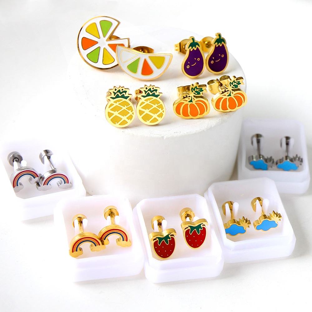 Customized children's earrings with oil drops asonjewelry