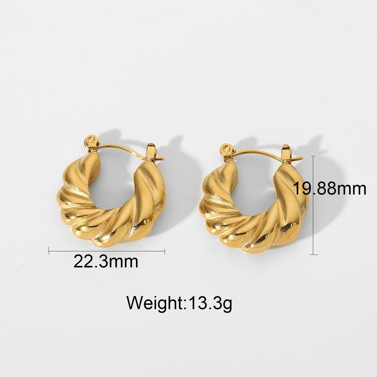18k Gold Stainless Steel Titanium Steel V Irregular Cast Textured Earrings asonjewelry