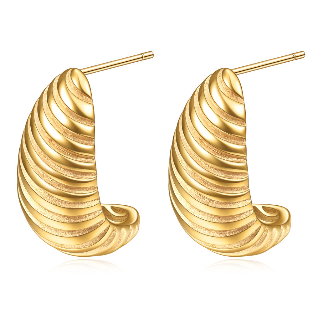 13MM 18K Gold Bread Earrings Irregular Spiral Earrings asonjewelry