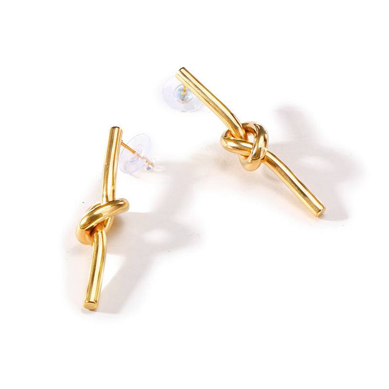 Stainless Steel Knotted Earrings Gold Color Fashion Personalized Earrings asonjewelry