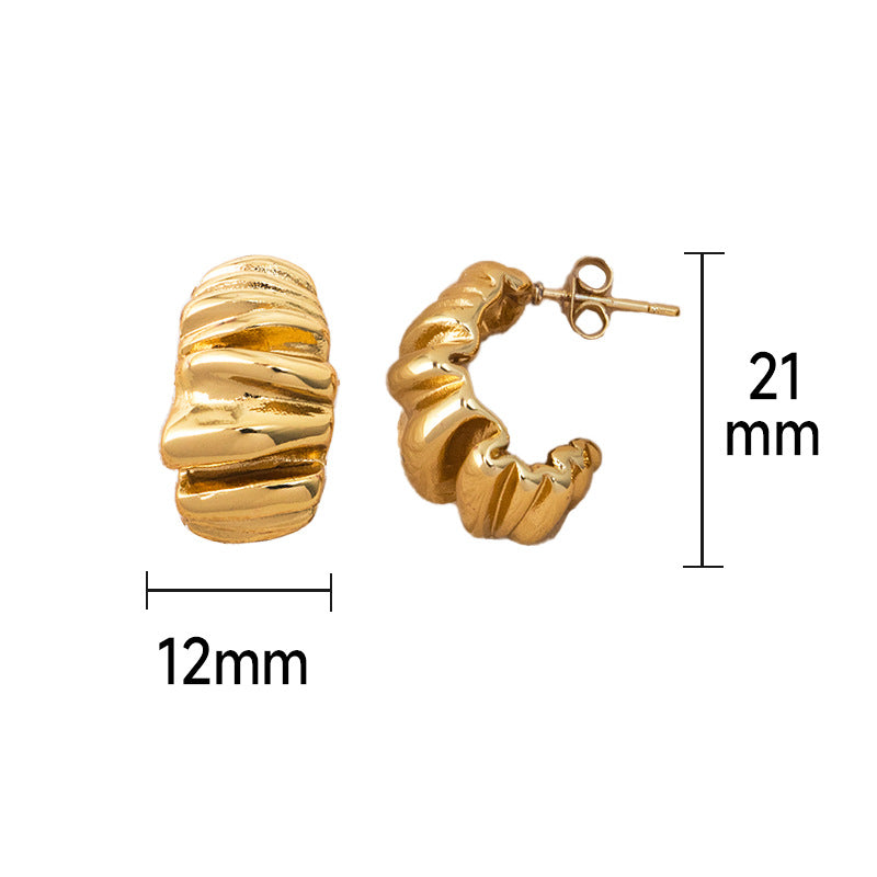 Stainless Steel Fashion Vintage Pleated Irregular Earrings asonjewelry