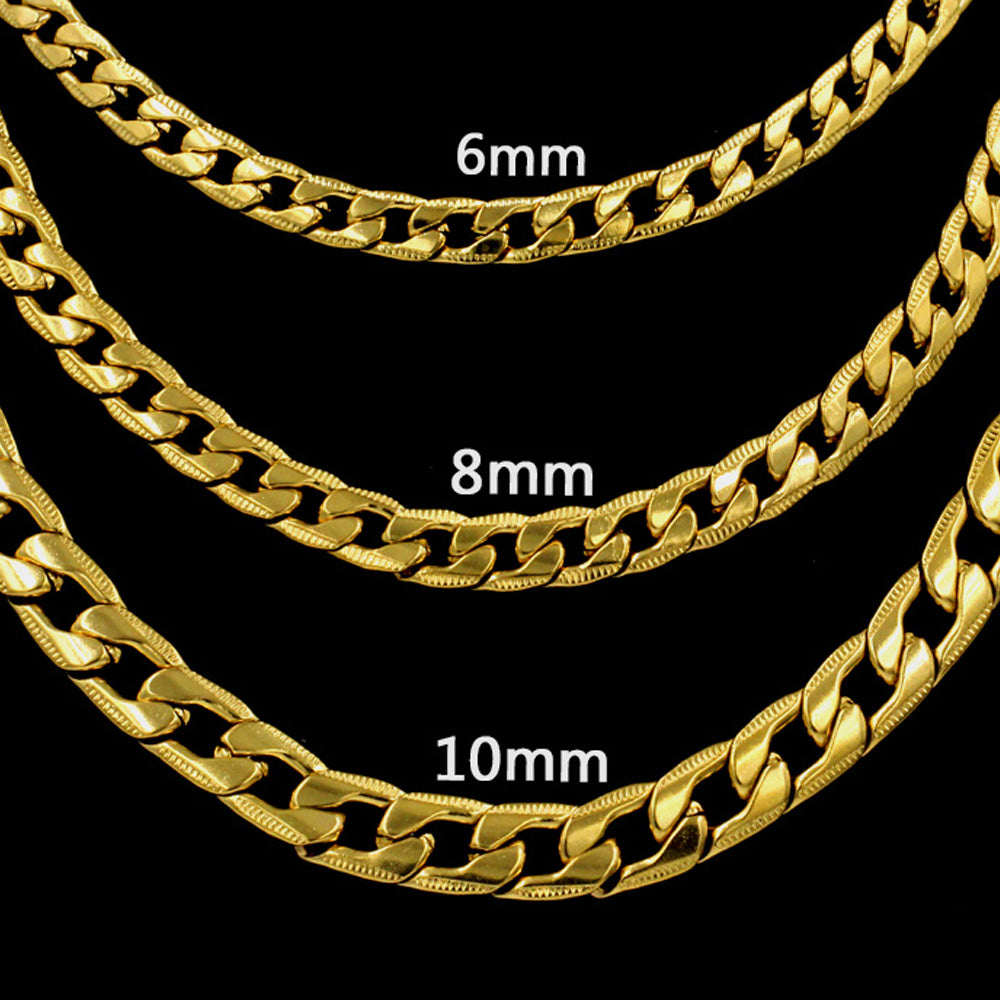 Stylish 6mm & 8mm &10mm Mixed Color & Gold & Steel Color Long Necklace Side Cross Stripe DIY Matching Chain asonjewelry