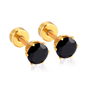 12 pcs3mm~7mm round white diamond screw plugs in gold/steel color