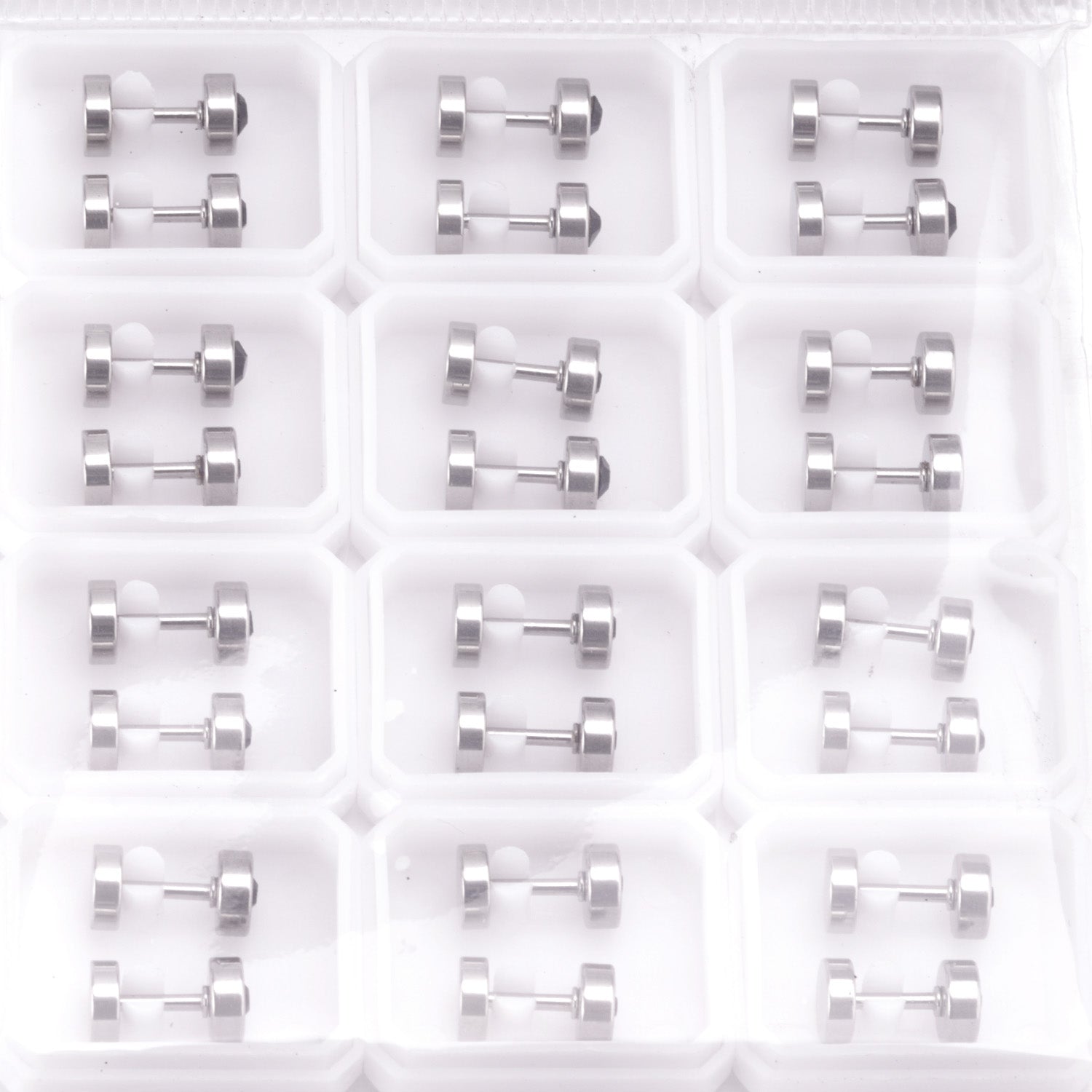 12 pairs 6mm steel/gold cylindrical white/black/mixed drill screw plugs asonjewelry