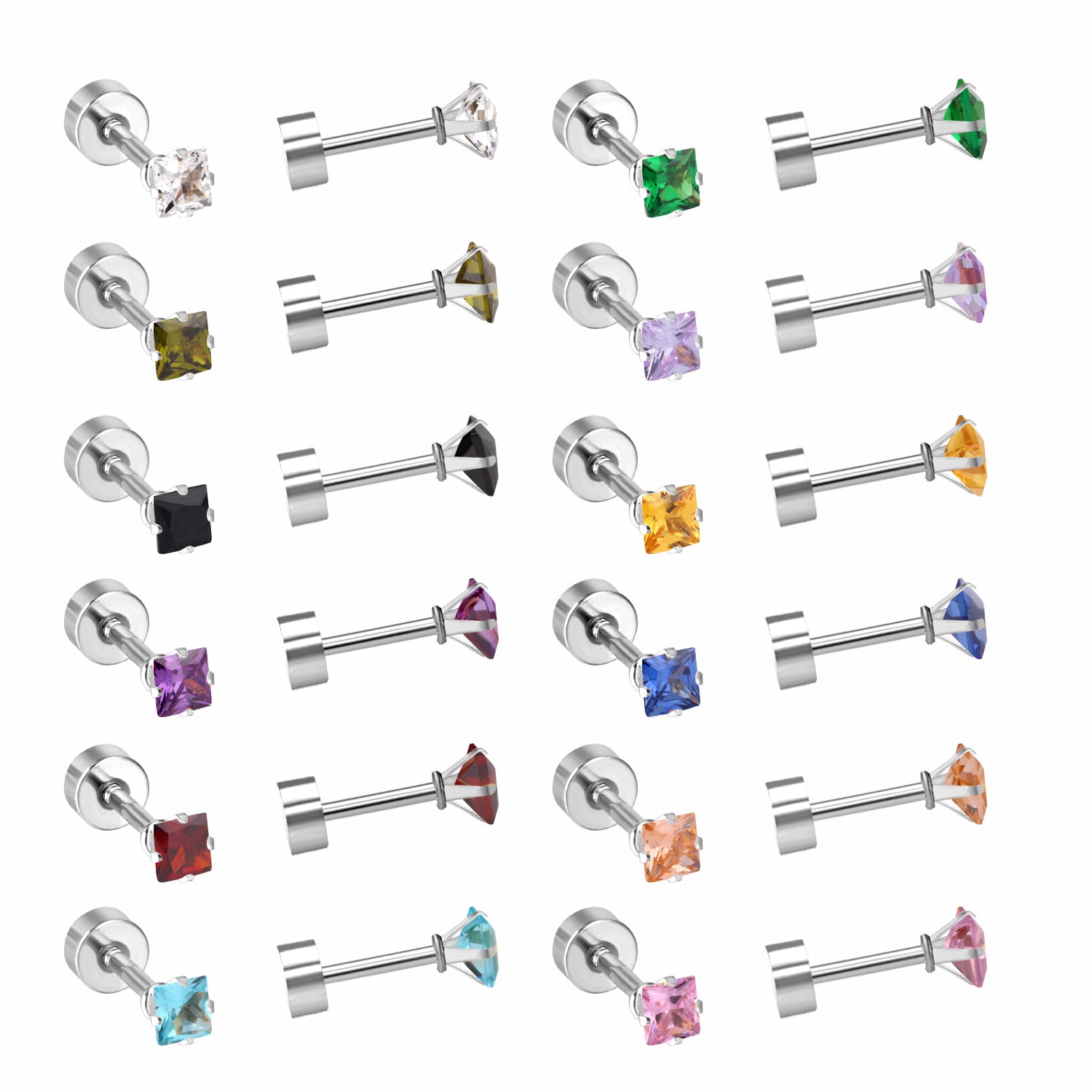 3mm/6mm Steel & Gold Square Mixed Drill Plugs asonjewelry