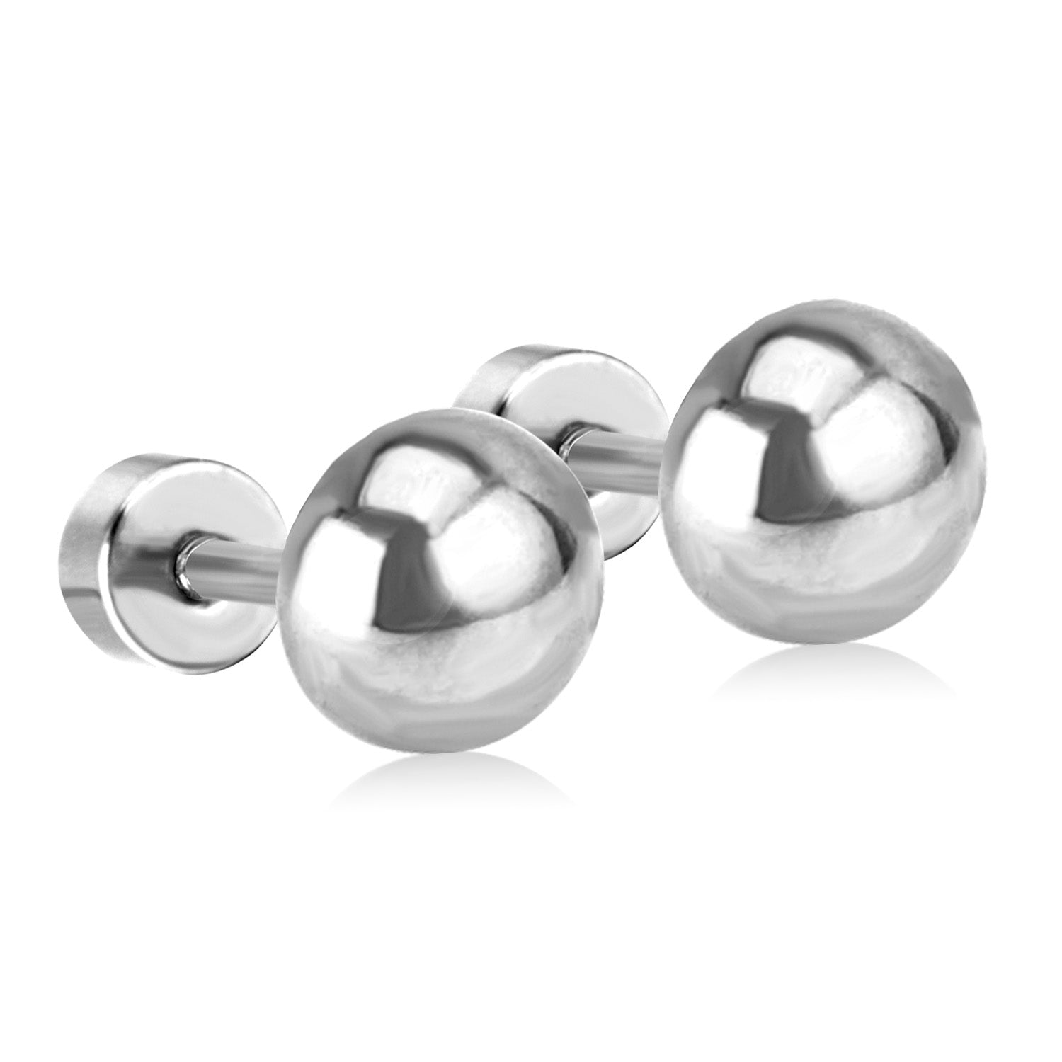 4mm~8mm steel color & gold color half-round ball screw plugs asonjewelry