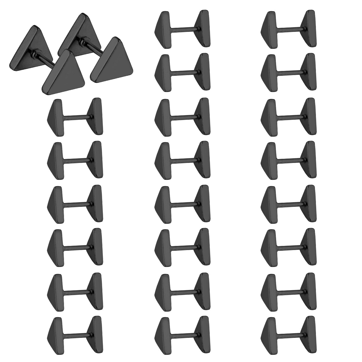 12 pairs 8mm steel color/gold/black triangle screw plugs asonjewelry