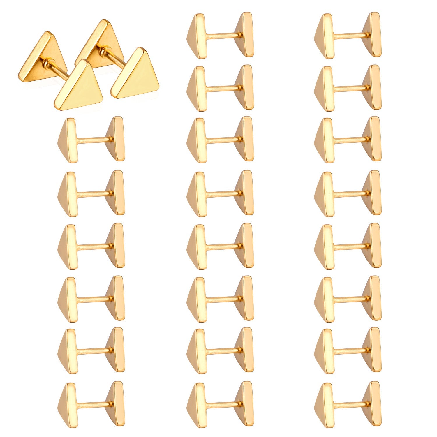 12 pairs 8mm steel color/gold/black triangle screw plugs asonjewelry