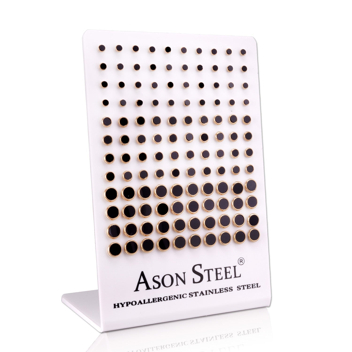 4-6-8mm Snapback Steel/Golden Cylinder White Shell/Black Shell Stud Earrings asonjewelry