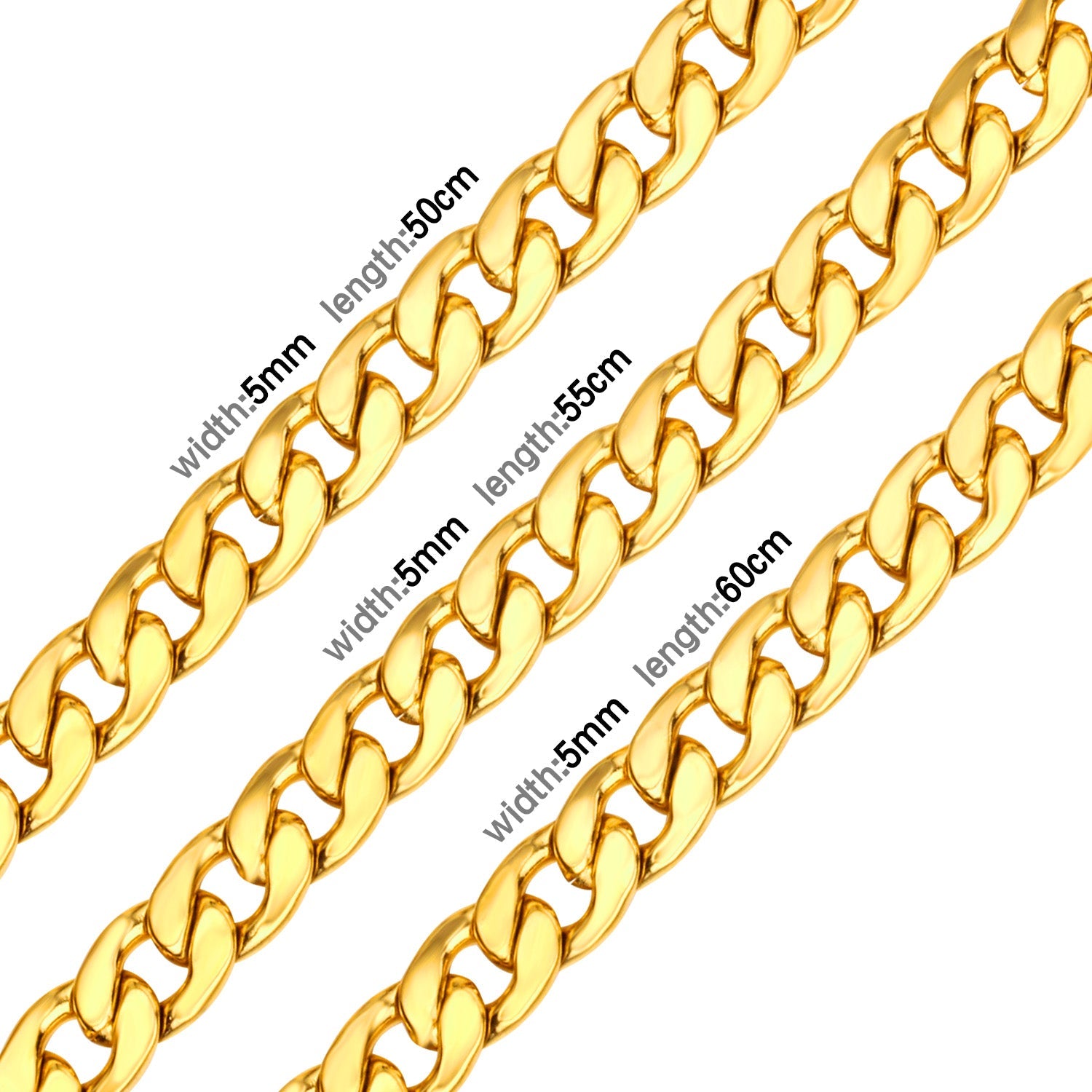 Fashion Men Women Popular 5mm & 7mm Necklace Chain asonjewelry