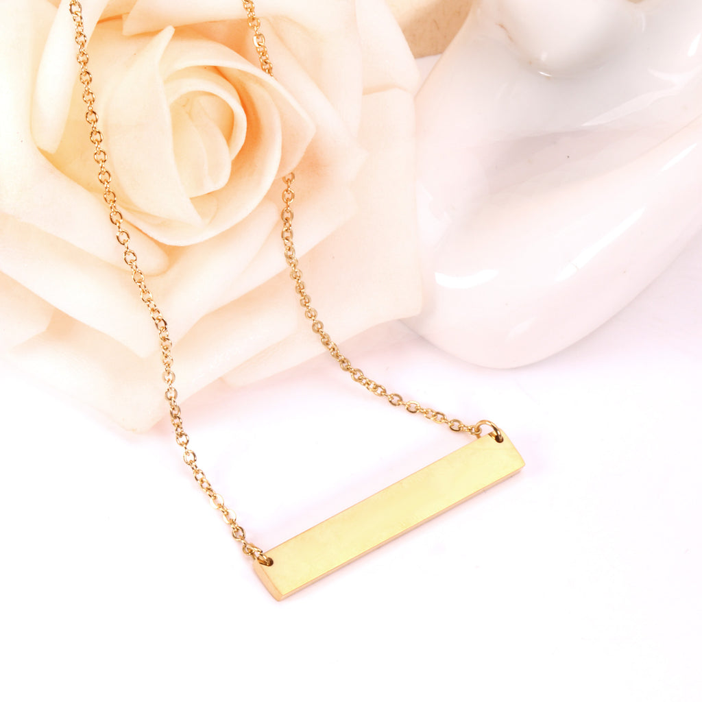 40.1*6.7*1.9mm rectangle pendant cross chain 45+5cm necklace steel/golden color