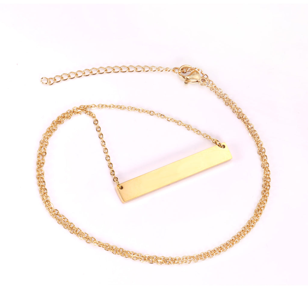 40.1*6.7*1.9mm rectangle pendant cross chain 45+5cm necklace steel/golden color