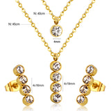 Steel/Gold Double Chain Pendant Set with Diamonds