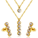 Steel/Gold Double Chain Pendant Set with Diamonds