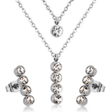 Steel/Gold Double Chain Pendant Set with Diamonds