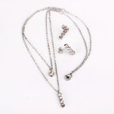 Steel/Gold Double Chain Pendant Set with Diamonds