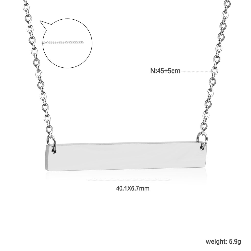 40.1*6.7*1.9mm rectangle pendant cross chain 45+5cm necklace steel/golden color