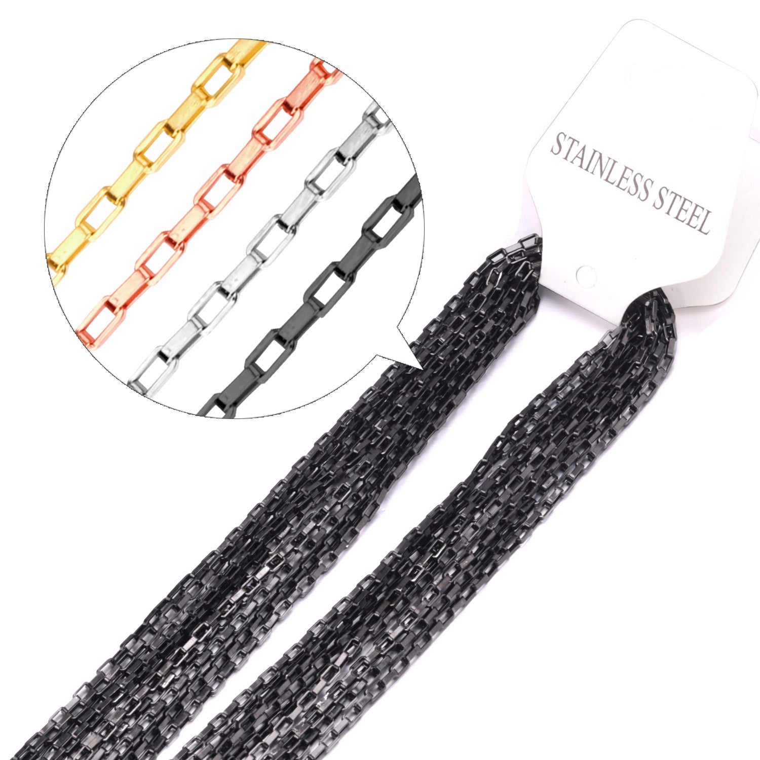 ASON 10pcs / 2mm*45cm 50cm 55cm 60cm long box with chain asonjewelry