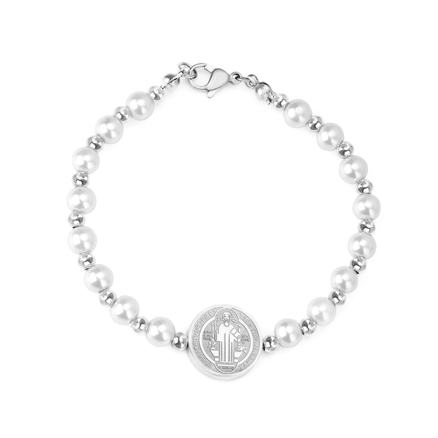 Accessories with pearl steel beads bracelet in gold color steel color asonjewelry