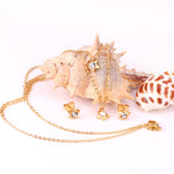 Steel/Golden Pentagram Double Chain Pendant Set with Diamonds