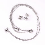 Steel/Golden Pentagram Double Chain Pendant Set with Diamonds