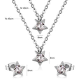 Steel/Golden Pentagram Double Chain Pendant Set with Diamonds