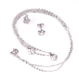 Gold/Steel Pentagram Double Chain Pendant Set with Diamonds