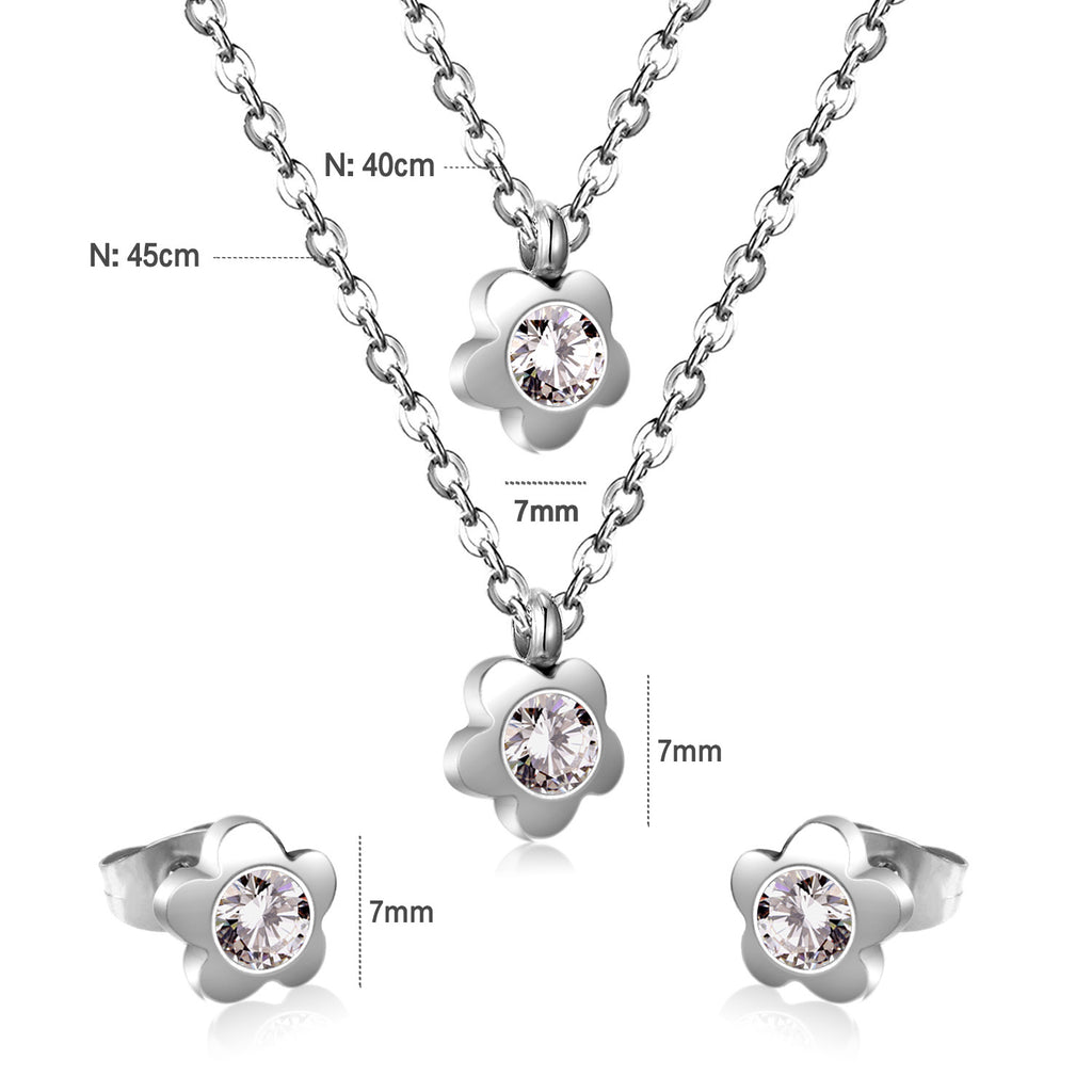 Gold/Steel Pentagram Double Chain Pendant Set with Diamonds