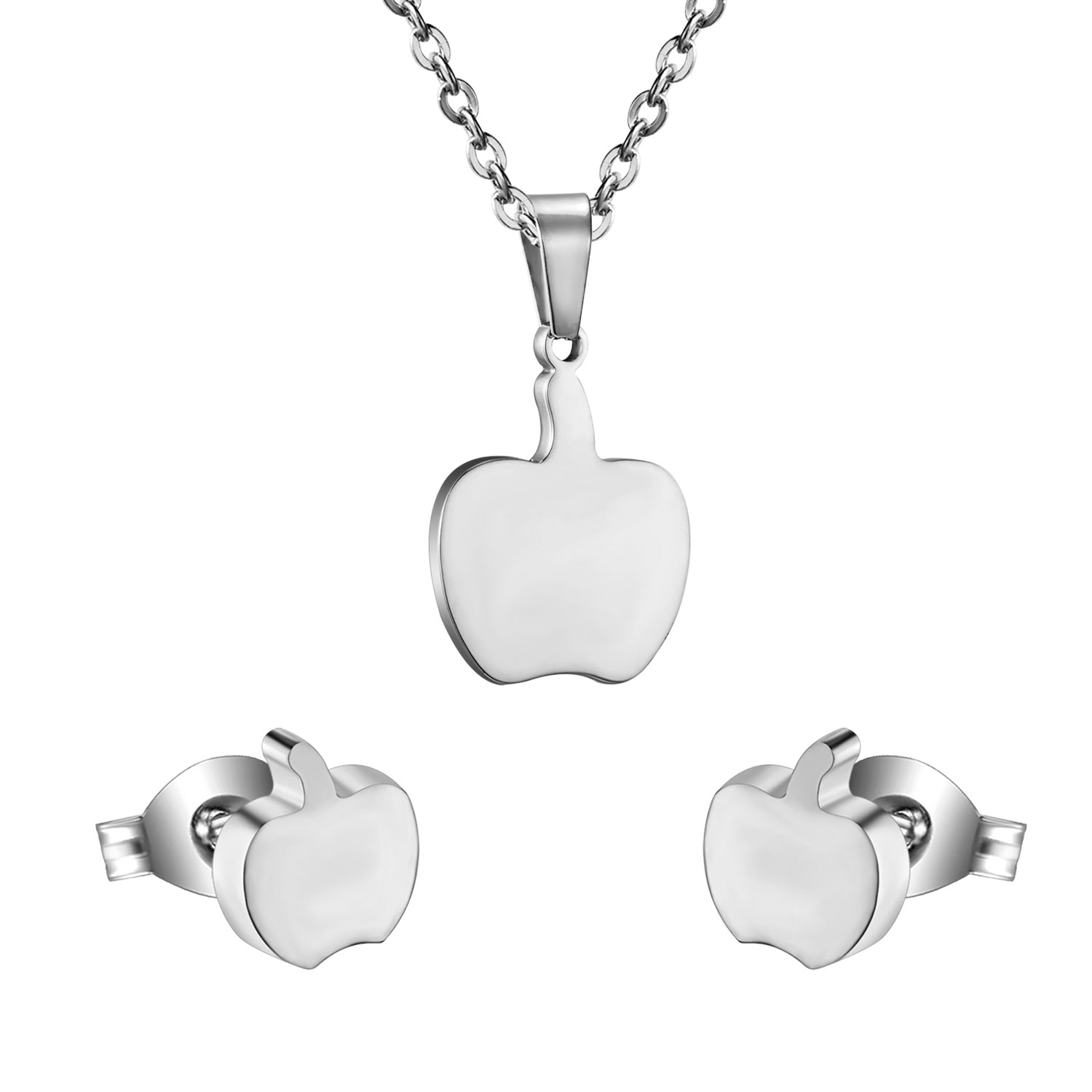 Gold/steel colored cut jewelry set with a golden apple on the cutting process asonjewelry