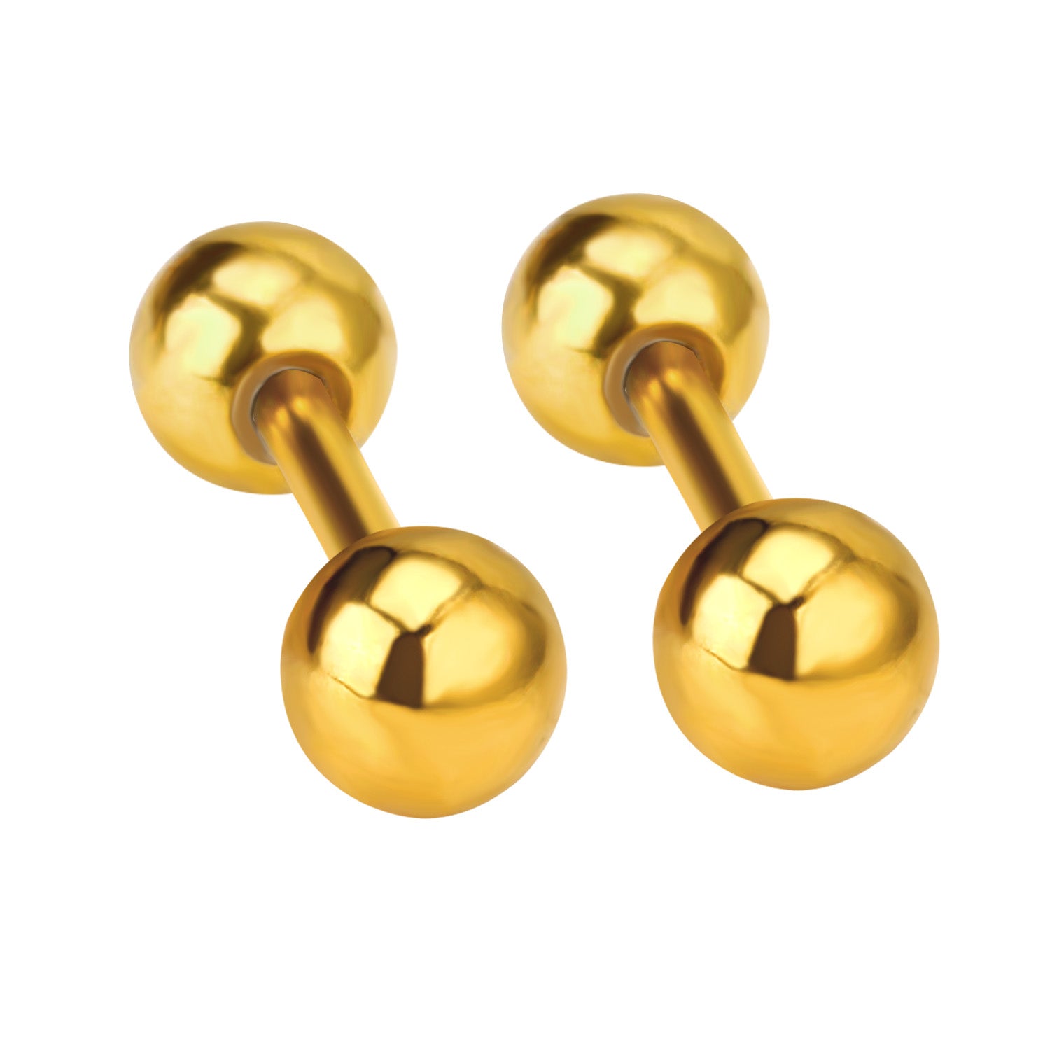 3mm - 7mm 12pc Gold Color Steel Color Steel Bead Screwback Stud Earrings asonjewelry