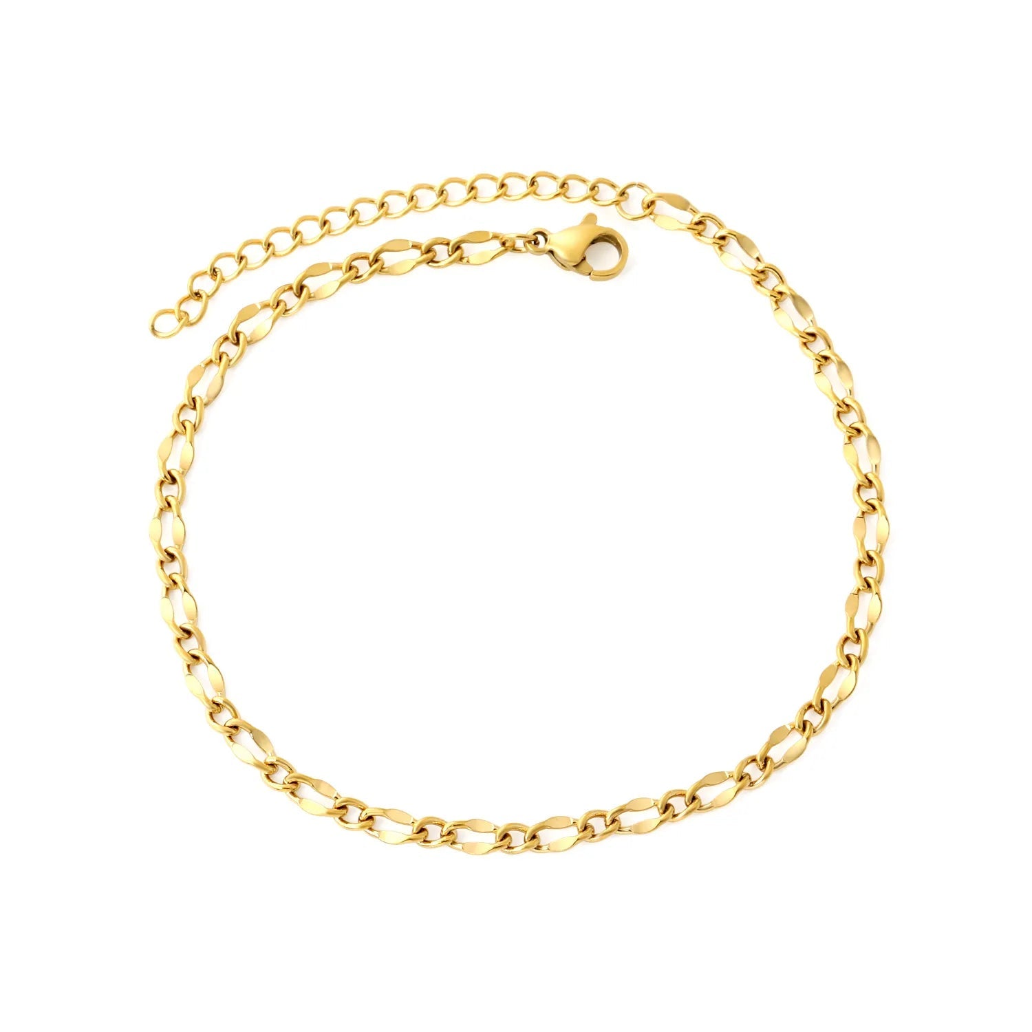 Chic Gold Anklet 3.5mm Cross Lip Chain, 20+5cm Adjustable Length Hypoallergenic Foot Jewelry for Women Perfect for Beach Vacation and Daily Wear asonjewelry