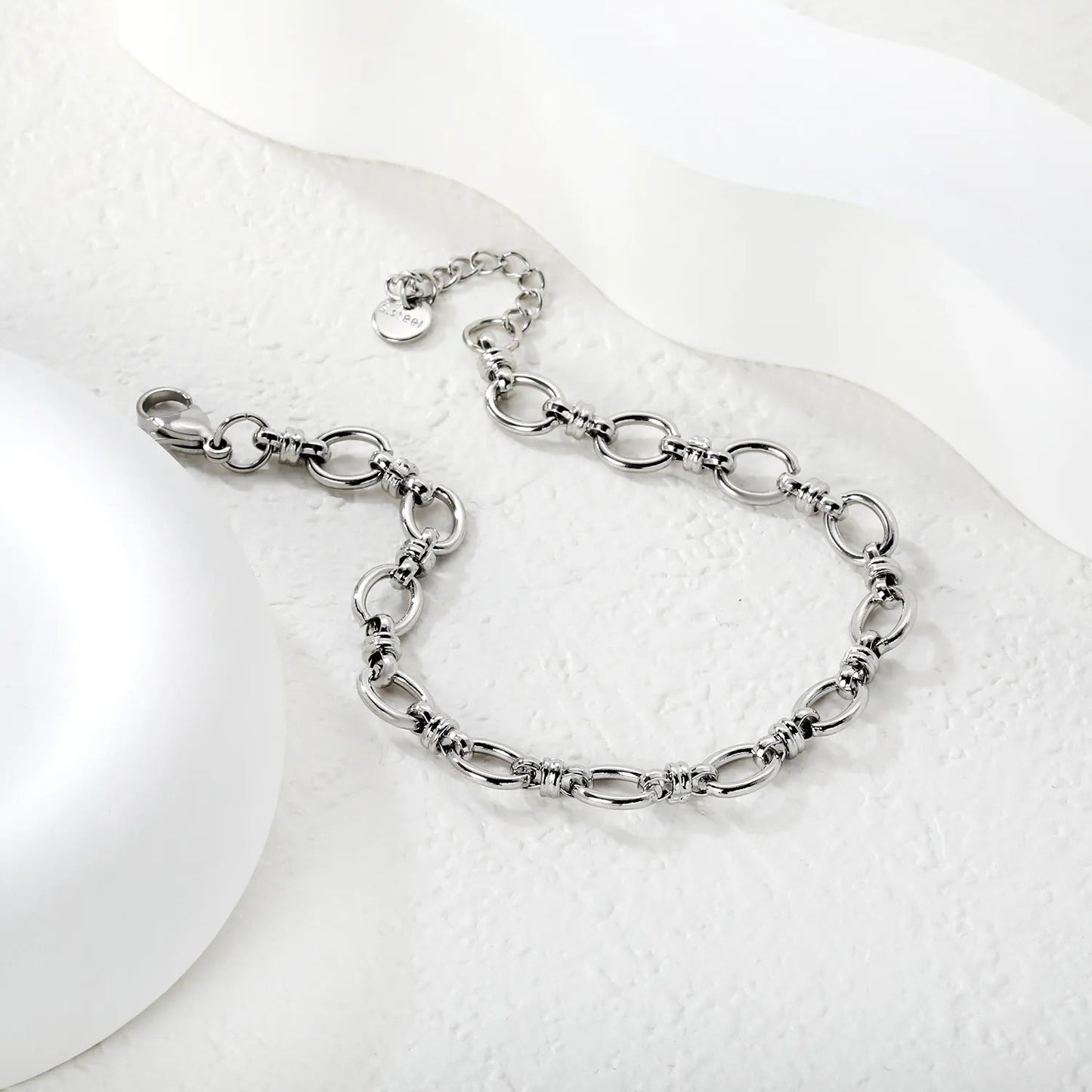 Width 7mm, thickness 1.4mm, oval chain, 18+3cm+6mm round end, brand name, bracelet, steel color/golden color asonjewelry