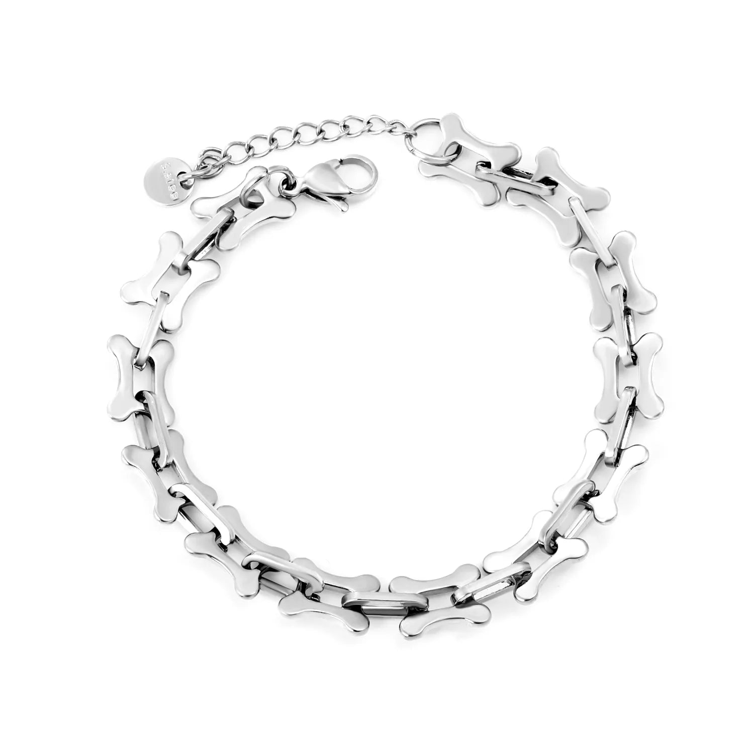 Width: 8.5mm, Thickness: 1.5mm, Length: O-shaped connection, imitation bone, 18+3cm+6mm round tail, brand name: Hand chain, steel color/Golden asonjewelry