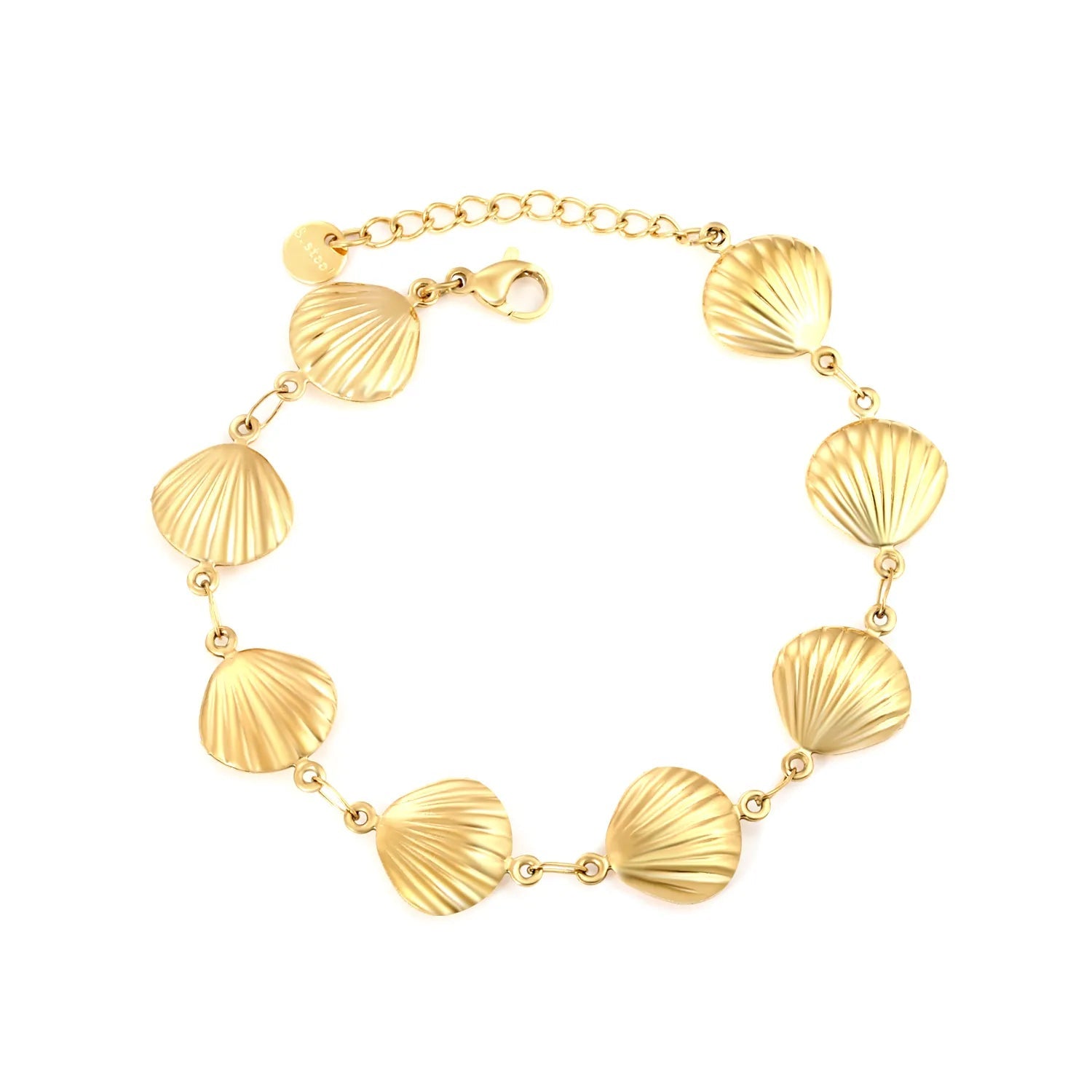 12*12.9mm 8 hollow shell accessories 18+3cm+6mm round tail brand bracelet steel color gold asonjewelry