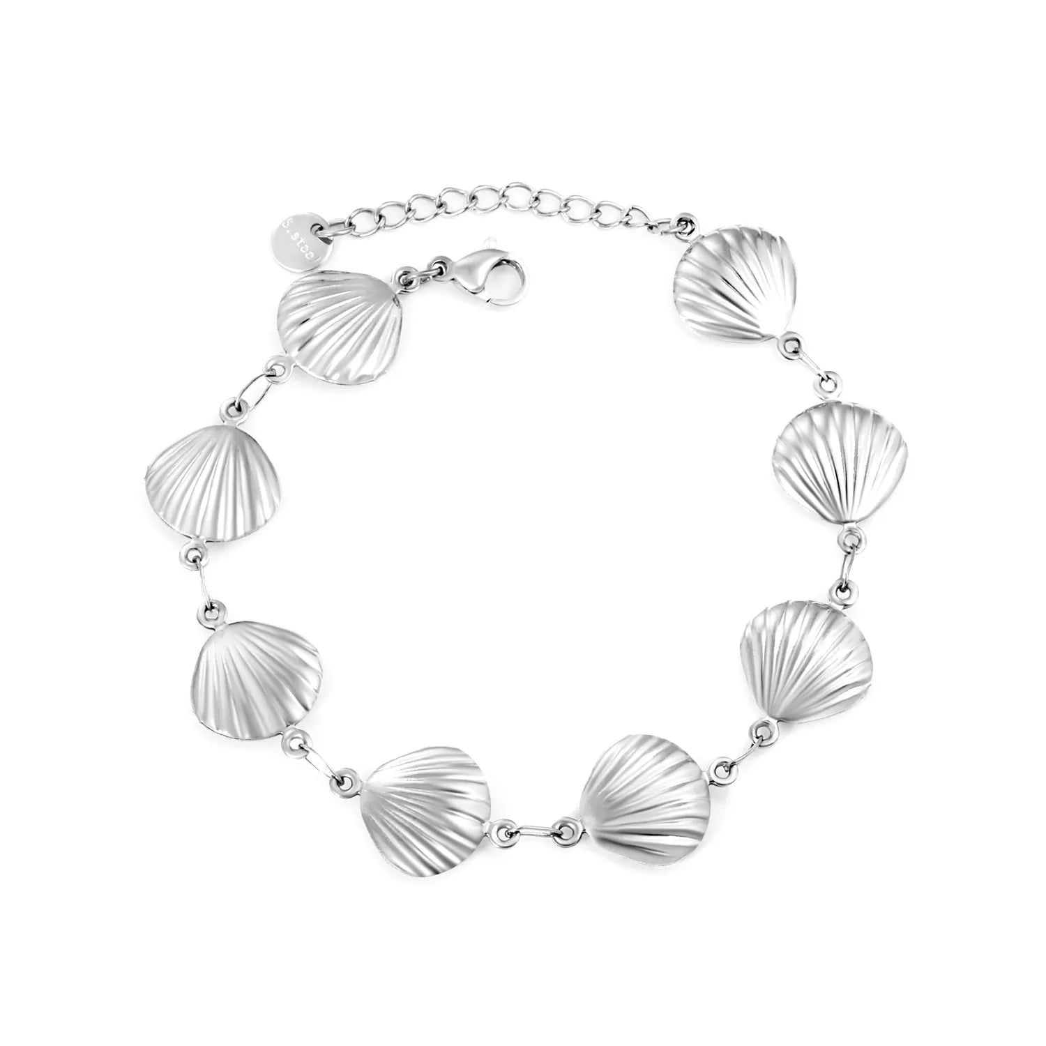 12*12.9mm 8 hollow shell accessories 18+3cm+6mm round tail brand bracelet steel color gold asonjewelry