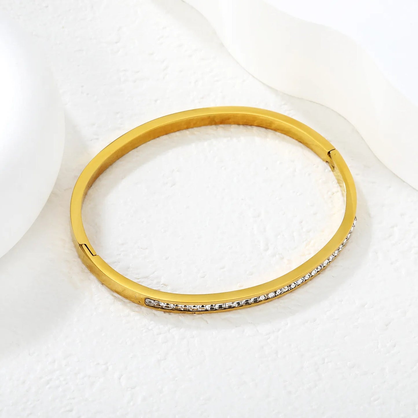 High-Quality Gold Hard Bangle for Women - Sleek Minimalist Polished Metal Bracelet Durable Tarnish-Resistant Fashion Accessory for Daily Casual Office Party Wear asonjewelry