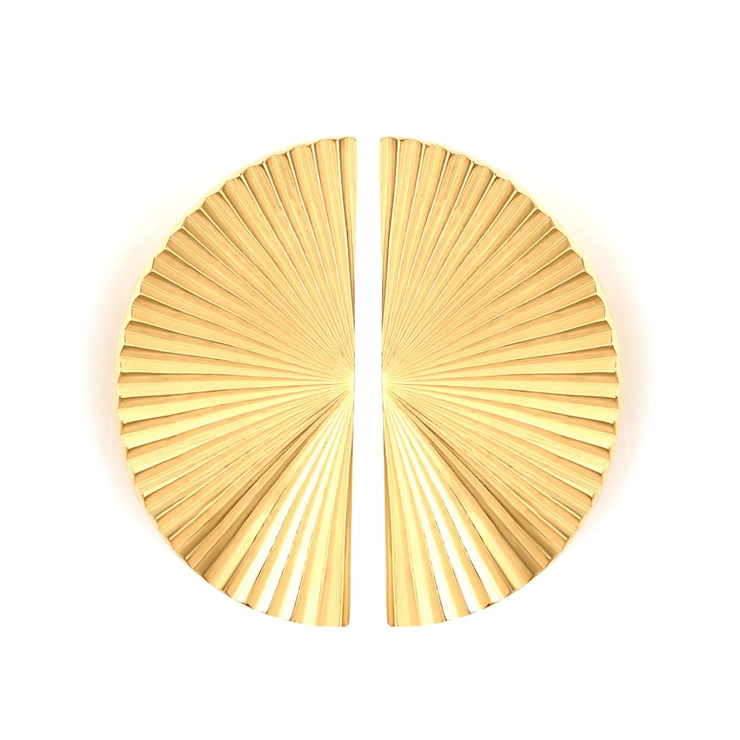 15*30mm Gold Plated Laser-Engraved Fan Shape Earrings Left Right Asymmetrical Minimalist Modern Lightweight Everyday Wear Fashion Jewelry asonjewelry