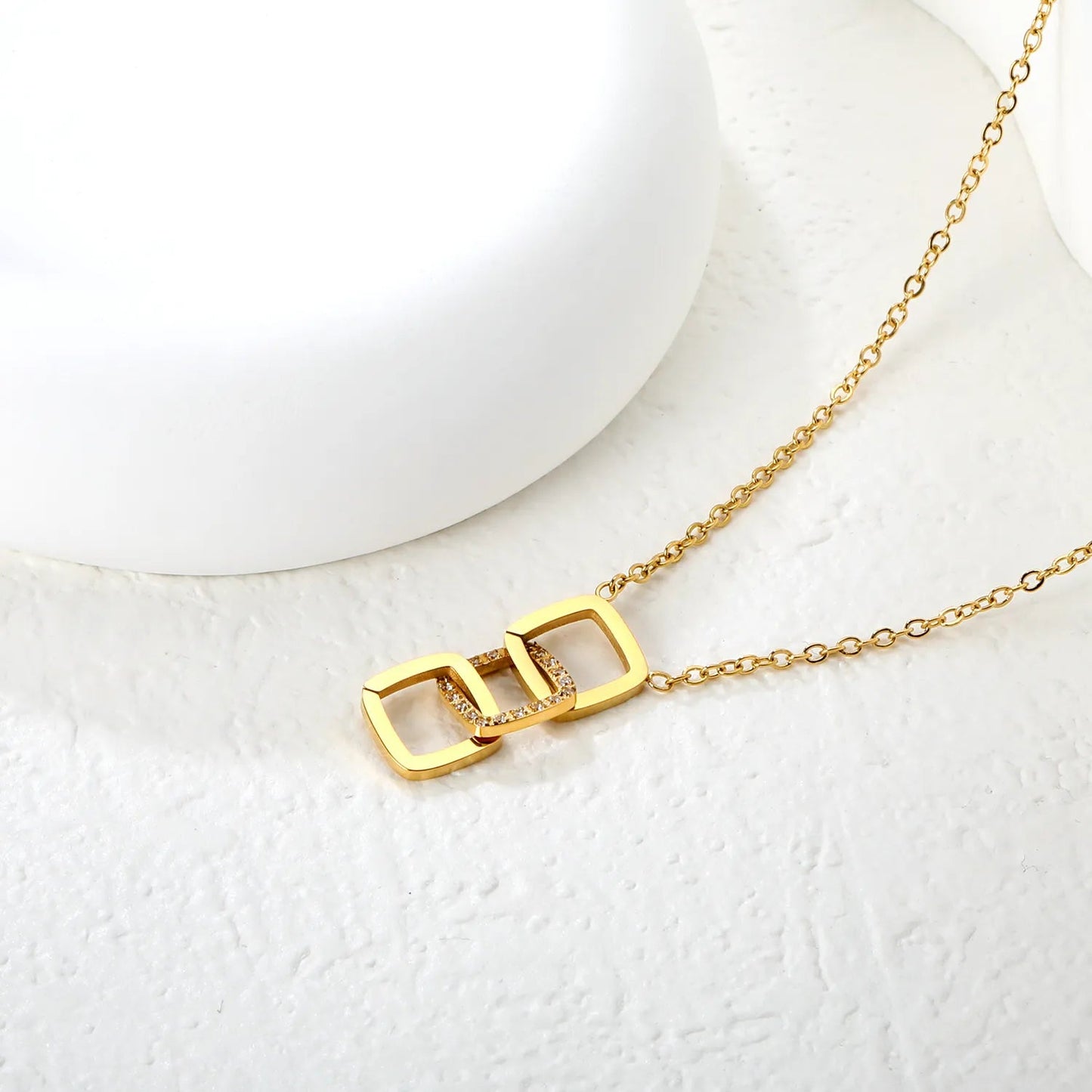 9.7mm wide smooth geometric hollowed design 9.7mm mnc diamonds0.4 cross chain. 45+5cm+6mm round tail Necklace Gold asonjewelry