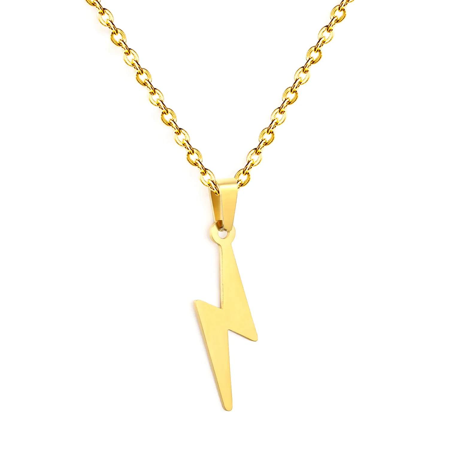 Lightning Pendant Necklace in Steel Gold - Asonjewelry