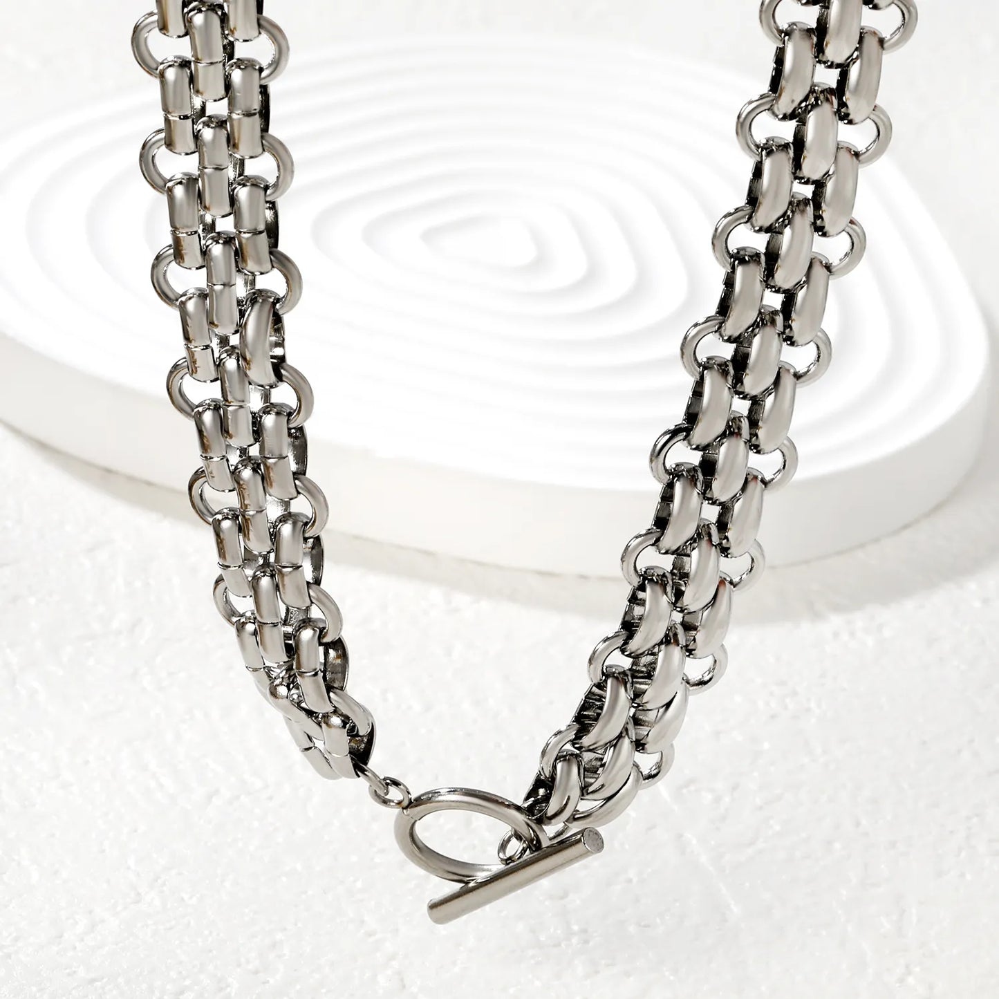 Braided Necklace, Steel Color - Asonjewelry