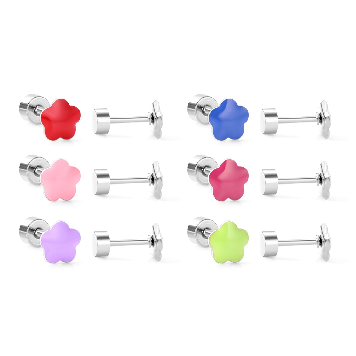 12 pairs steel/plum color mix stud earrings asonjewelry
