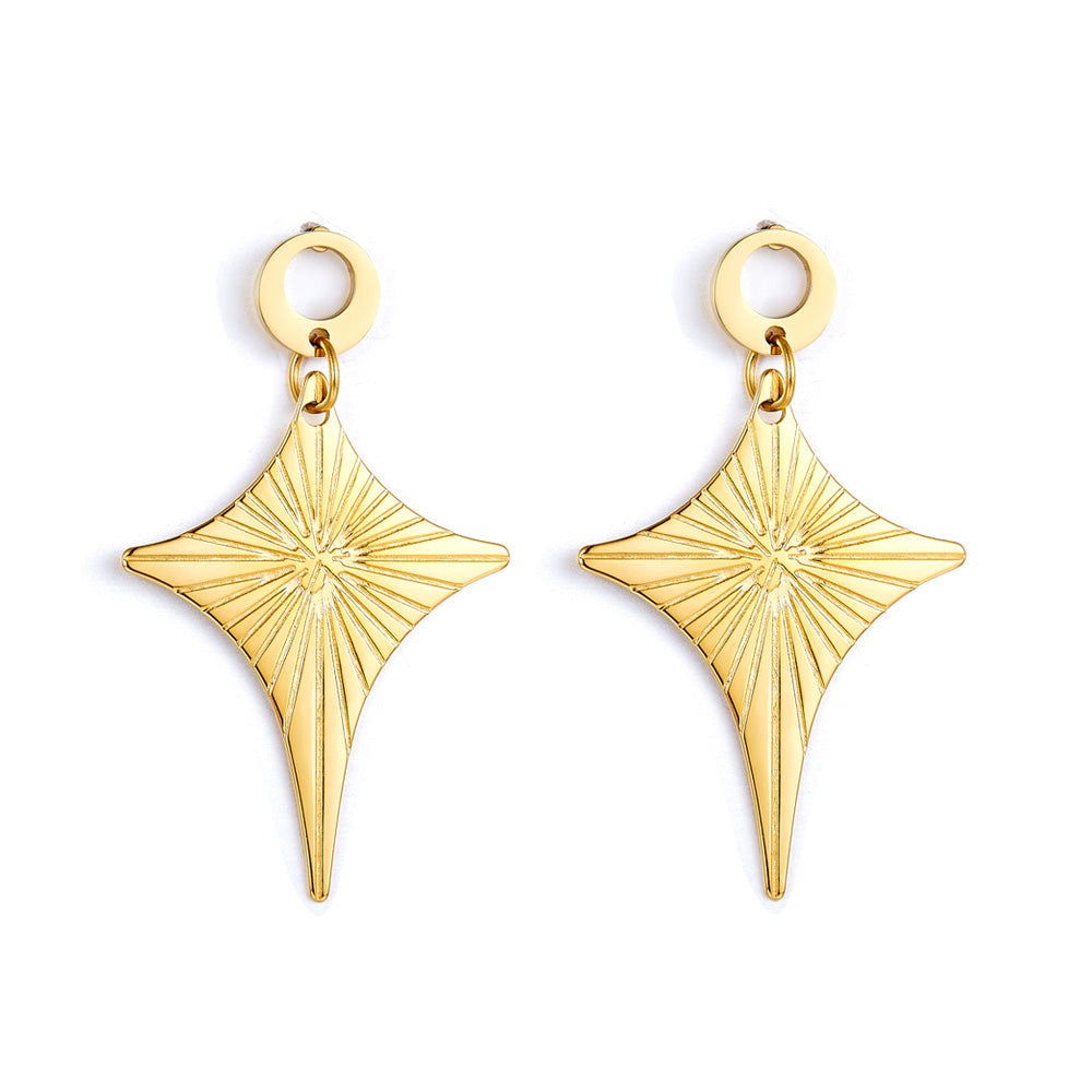 Aretes De Acero Inoxidable Con Forma De Diamante De Moda