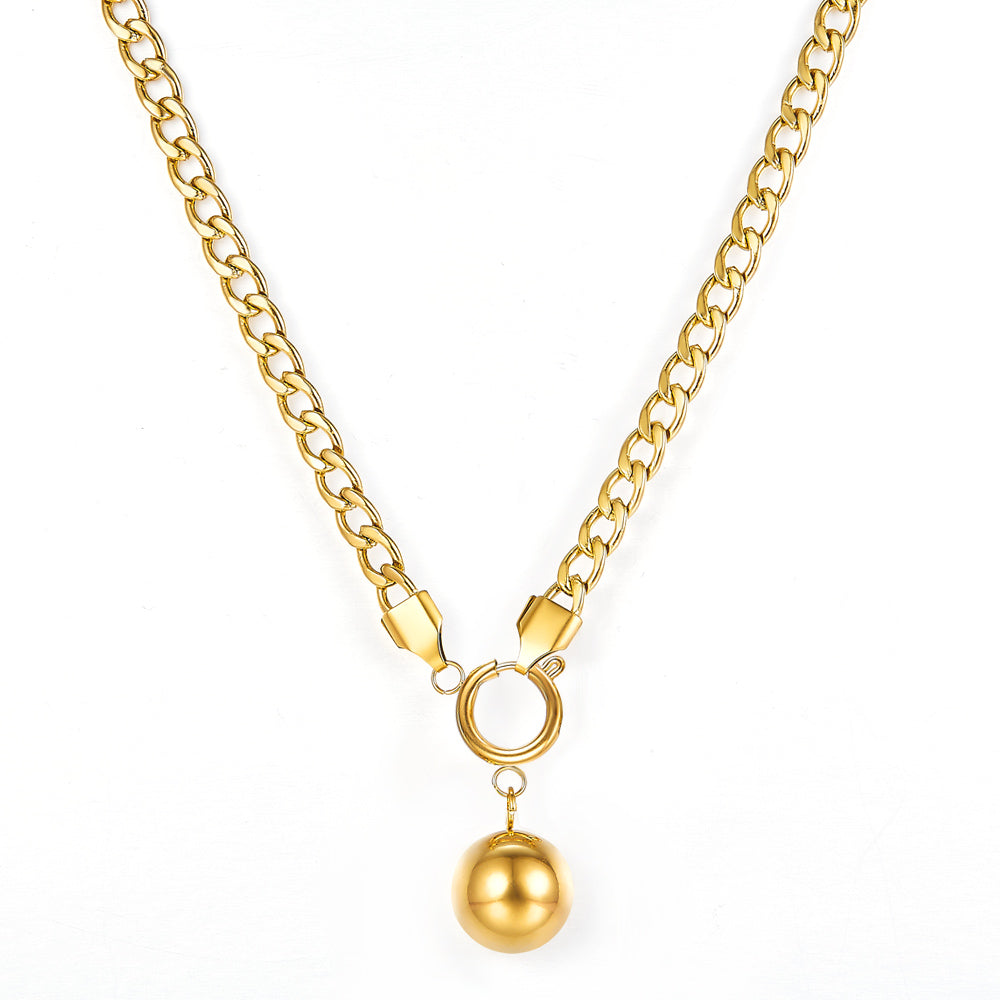 2022 Fashion 18k Gold Plated Steel Ball Accessories Necklace