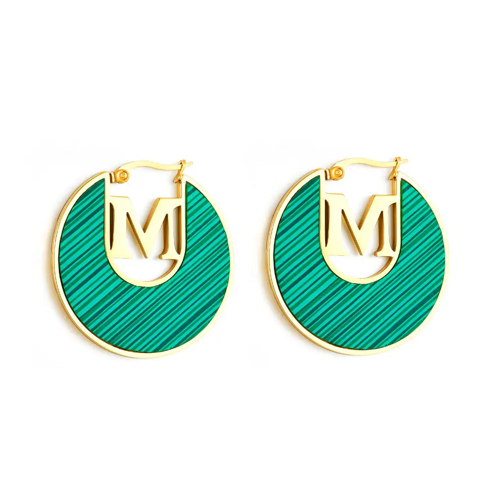Fashion M-word Irregular Green Drop Oil Earrings asonjewelry