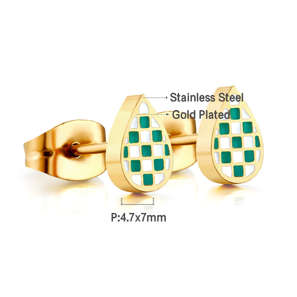 Drop Shape Mixed Color Cut Stud Earrings