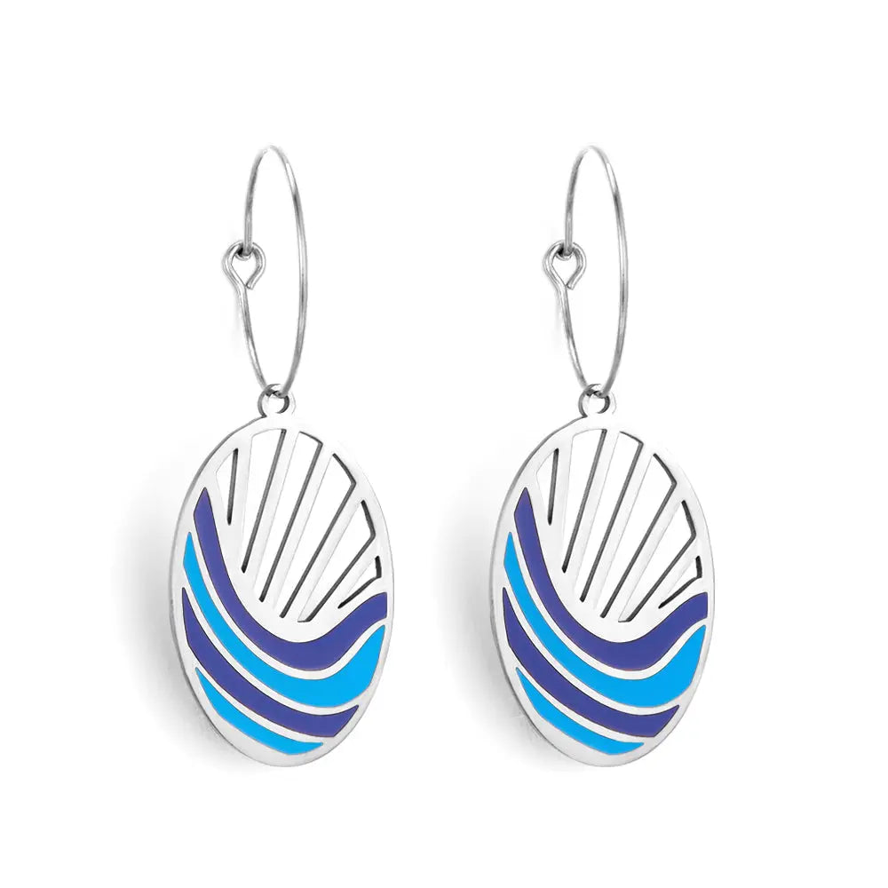 Fashion Circle with Oval Seawater Mixed Color Earrings asonjewelry